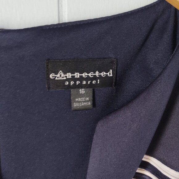 Navy & White Split V-neck Striped Shift Dress - Picture 8 of 8